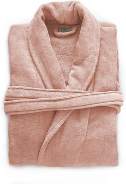 LINNICK Pure Badjas Velours - 100% Katoen - Light Pink - Maat L - Badjas Dames - Badjas Heren