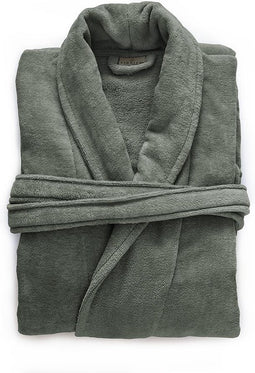 LINNICK Pure Badjas Velours - 100% Katoen - Olive Green - Maat L - Badjas Dames - Badjas Heren