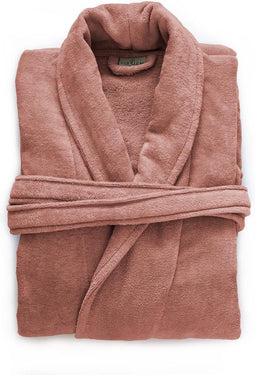 LINNICK Pure Badjas Velours - 100% Katoen - Rose - Maat XXL - Badjas Dames - Badjas Heren