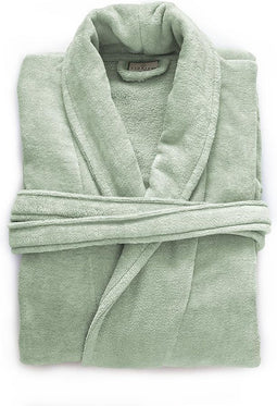 LINNICK Pure Badjas Velours - 100% Katoen - Soft Green - Maat L - Badjas Dames - Badjas Heren