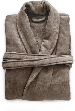 LINNICK Pure Badjas Velours - 100% Katoen - Taupe - Maat S - Badjas Dames - Badjas Heren