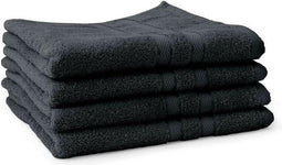LINNICK Pure Handdoeken Set - 100% Katoen - Black - 60x110cm - Per 4 Stuks