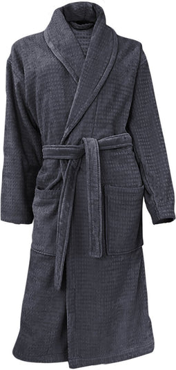 LINNICK Wafel Badjas - Badjas Velours Katoen - maat L - Dark Grey - Badjas Dames - Badjas Heren