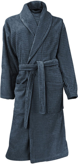 LINNICK Wafel Badjas - Badjas Velours Katoen - maat L - Ocean Blue - Badjas Dames - Badjas Heren