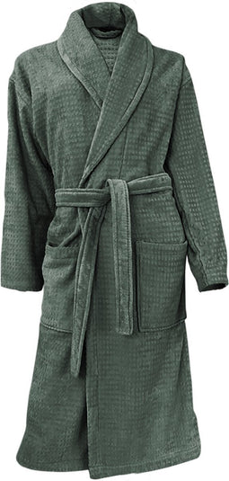 LINNICK Wafel Badjas - Badjas Velours Katoen - maat L - Olive Green - Badjas Dames - Badjas Heren