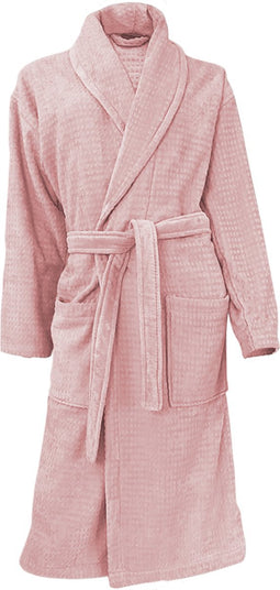 LINNICK Wafel Badjas - Badjas Velours Katoen - maat M - Light Pink - Badjas Dames - Badjas Heren