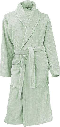 LINNICK Wafel Badjas - Badjas Velours Katoen - maat S - Soft Green - Badjas Dames - Badjas Heren