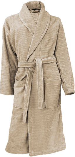 LINNICK Wafel Badjas - Badjas Velours Katoen - maat XXL - Sand - Badjas Dames - Badjas Heren