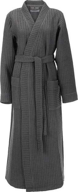 LINNICK Wafel Badjas - Maat S - Dark Grey - Sauna badjas - 100% Katoen Badjas Dames - Badjas Heren