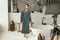LINNICK Wafel Badjas - Maat XL - Olive Green - Sauna badjas - 100% Katoen Badjas Dames - Badjas Heren