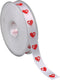 Lint - 15mm - 25m - Lovin Hearts - wit/rood