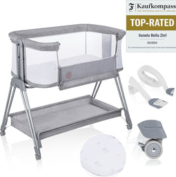 Lionelo Luna - Babybedje - 2 in 1 - geboorte tot 9 kg - 4 wielen met blokkade - Meegroeibed