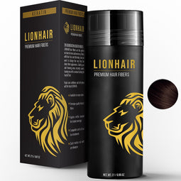 LIONHAIR® Haarpoeder Premium Keratine Haarvezels - Verbergt Haaruitval In Seconden - Volume Poeder Voor Mannen & Vrouwen – 27gr – DONKER BRUIN
