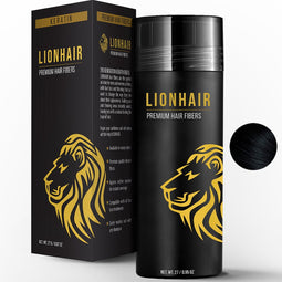 LIONHAIR® Haarpoeder Premium Keratine Haarvezels - Verbergt Haaruitval In Seconden - Volume Poeder Voor Mannen & Vrouwen – 27gr – ZWART