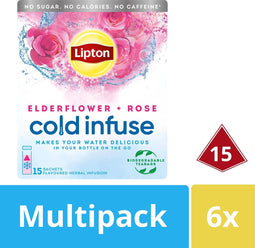 Lipton Cold Infuse Elderflower Rose - 6 x 15 zakjes - Voordeelverpakking