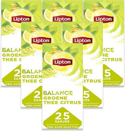Lipton Feel Good Selection Green Tea Citrus - Groene Thee Citrus - 6 x 25 theezakjes - voordeelverpakking