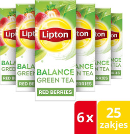 Lipton Feel Good Selection Groene Thee met Rood Fruit - 6 x 25 zakjes - Voordeelverpakking