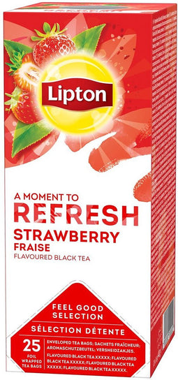 Lipton Feel Good Selection Strawberry Tea - Zwarte Thee Aardbei - 6 x 25 theezakjes - voordeelverpakking