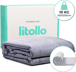 Litollo Verzwaringsdeken 10 kg met Buitenhoes - Weighted Blanket - Duurzaam Bamboe Materiaal - Grijs