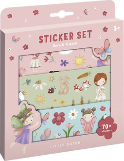 Little Dutch stickers Rosa & Friends - 3 stickervellen met speelachtergrond - stickerset