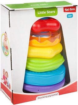 Little Stars - Stapeltoren met Babyrammelaar Vormenstoof - Babyspeelgoed - Peuterspeelgoed