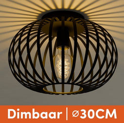 Nolt Arcadia - Plafondlamp E27 - Industrieel - ⌀ 30cm - Zwart
