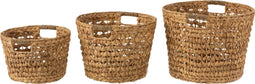 J-Line mand - waterhyacinth - naturel - set van 3