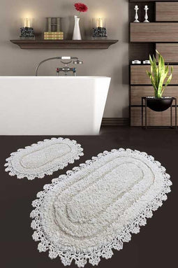 Livetti | Badkamermat | Badmat | 2 STK Set | Badkamermatset | %100 Katoen | Regnum | 60x100 - 50x60 | Ekru