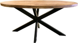 Livingfurn - Bartafels Sturdy Oval Bar 200cm - Mangohout / Gecoat Staal