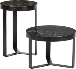 Livingfurn - Bijzettafel Glennis Zwart - 40x40x55cm - Marmer