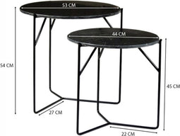 Livingfurn - Bijzettafel Mason Zwart - 52x52x53 - Marmer