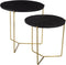 Livingfurn - Bijzettafel Mason Zwart/Brass - 52x52x53 - Mangohout
