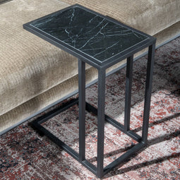 Livingfurn - Bijzettafel Sofatable Zwart - Marmer - 30x40x56