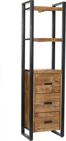 Livingfurn - Boekenkasten Nairobi - 3 laden - 200cm - Mangohout