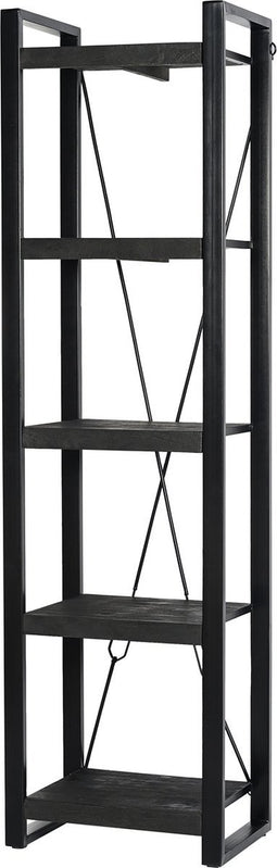 Livingfurn - Boekenkasten Norris - 200x55x40 cm - Mangohout / Gecoat Staal
