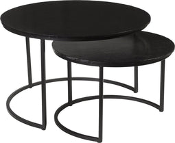 Livingfurn - Cast Iron Jamie Black - 70x70x43 cm - Metaal - Set van 2