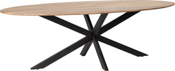 Livingfurn - e Ovale Eetkamertafel - - Acasia Hout - 240 cm - Bruin
