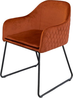 Livingfurn - Eetkamerstoel Benthe Rust Copper Velvet - Stof - 57x48x82