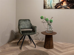 Livingfurn Eetkamerstoel Capp Olijfgroen Velvet