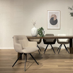 Livingfurn Eetkamerstoel Doreen Bouclé Beige Draaibaar