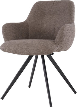 Livingfurn Eetkamerstoel Doreen Bouclé Bruin Draaibaar