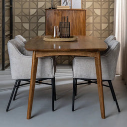 Livingfurn - Eetkamertafel Elias - 180cm - Klassieke eettafel - Mangohout - Bruin