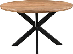 Livingfurn - Eetkamertafel Jesper Round 130cm - Mangohout / Gecoat Staal