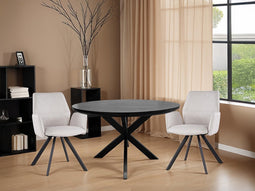 Livingfurn - Eetkamertafel Jesper Round Black - 130x130x76 cm - Mangohout