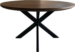 Livingfurn - Eetkamertafel Jesper Round Brown 120cm - Mangohout / Gecoat Staal