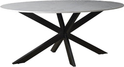 Livingfurn - Eetkamertafel Marble Oval Spider White - 180x90x75 - Marmer