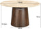 Livingfurn - Eetkamertafel Valentino Round 130cm - Mangohout / Travertin