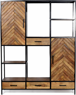 Livingfurn - Kabinetkast Brooklyn 160cm - Mangohout / Gecoat Staal