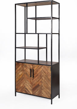 Livingfurn - Kabinetkast Brooklyn 90cm - Mangohout / Gecoat Staal