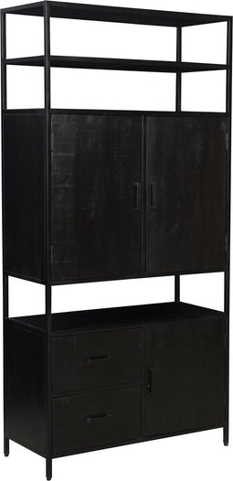 Livingfurn - Kabinetkast Kala open - 40x100x200 - Mangohout en Gecoat Staal